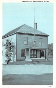 East Sumner, ME Maine  GRANGE HALL  Oxford County  CURTEICH Bluetone Postcard