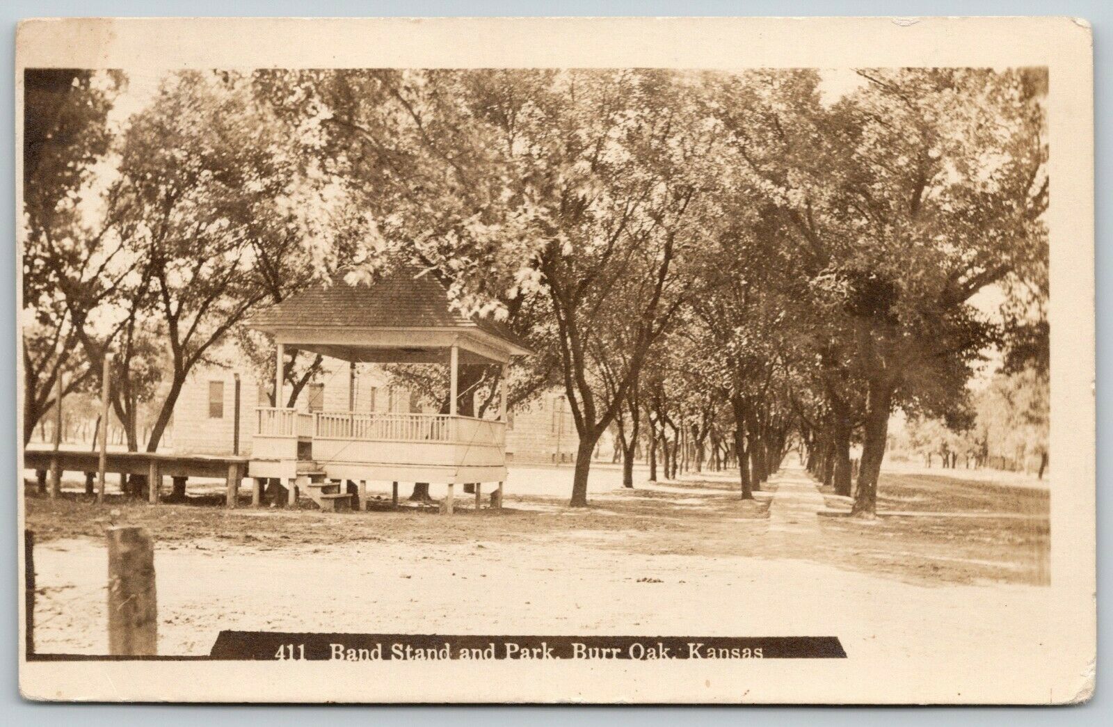 Burr Oak KansasCity Park Band Stand on SidewalkRough Platform1913