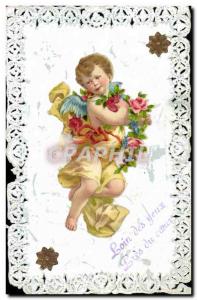 Old Postcard Angel Fancy Flowers