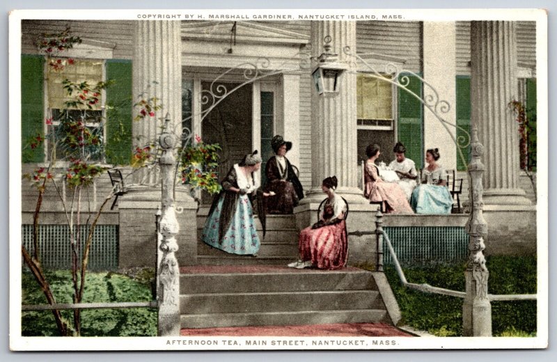 Nantucket Island MA~Main Street~Ladies Enjoy Afternoon Tea~Gardiner Detroit Pub