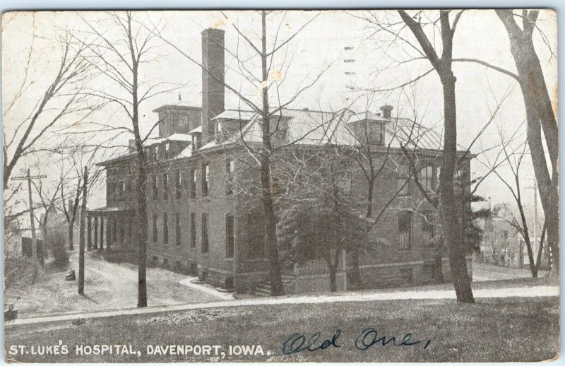 c1910s Davenport, IA Winter Snow St. Luke's Hospital Postcard Antique A83