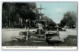 1909 Iowa Avenue Showing The Fountain Iowa City IA Posted Antique Postcard