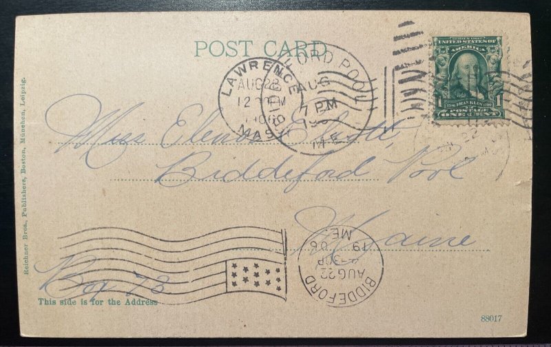 Vintage Postcard 1906 High School & 1st Universalist Church, Lawrence, (MA)