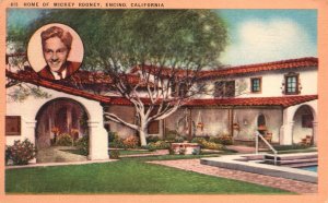 Vintage Postcard 1945 Big House Home of Mickey Rooney Encino California CA