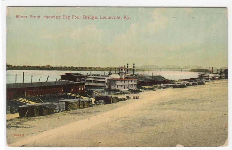 Waterfront Steamer Dock Louisville Kentucky 1910c postcard