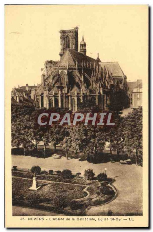Old Postcard Nevers L & # 39Abside From The Cathedral Church of St Cyr