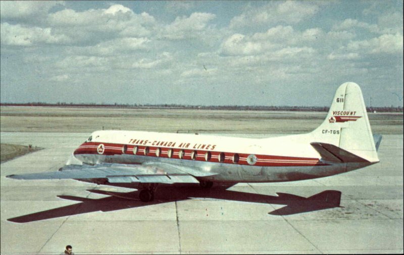 Trans Canada Airlines T.C.A. Viscount Airliner Windsor Ontario Vintage Postcard