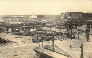 RPPC AZO, c.'17 Kansas City Huge Stockyard Fire, Dead Animals,Minty Old Postcard