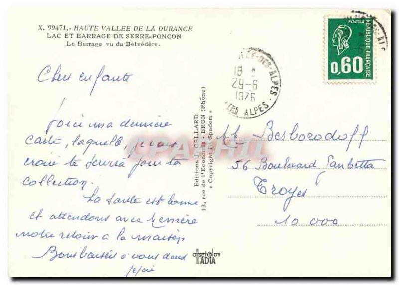 Postcard Modern Haute Vallee de la Durance Lake and Dam Serre Poncon Dam seen...