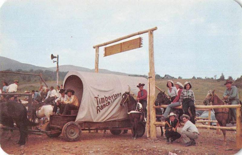 East Jewett New York Timberline Guest Ranch Covered Wagon Postcard J71995