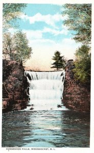 Woonsocket RI-Rhode Island, Horseshoe Falls C. T. American Art Vintage Postcard