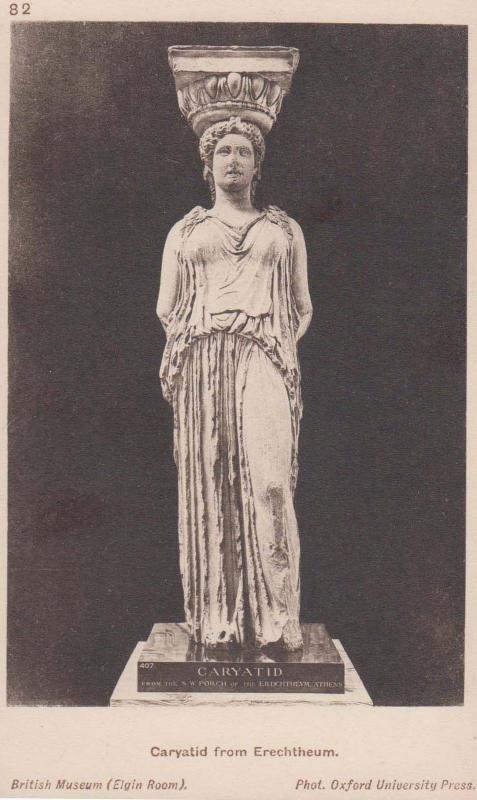 Caryatid from Erechtheum Sculpture British Museum Old Postcard