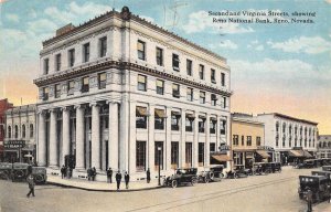 Reno Nevada Reno Nat'l. Bank, 2nd & Virginia Streets Vintage Postcard U7666