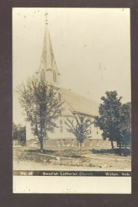 RPPC WAHOO NEBRASKA SWEDISH LUTHERAN CHURCH 1909 REAL PHOTO POSTCARD