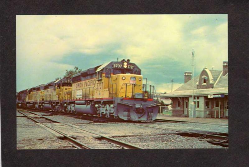 WY Union Pacific Railroad Train Station Depot #3737 Evanston Wyoming Postcard