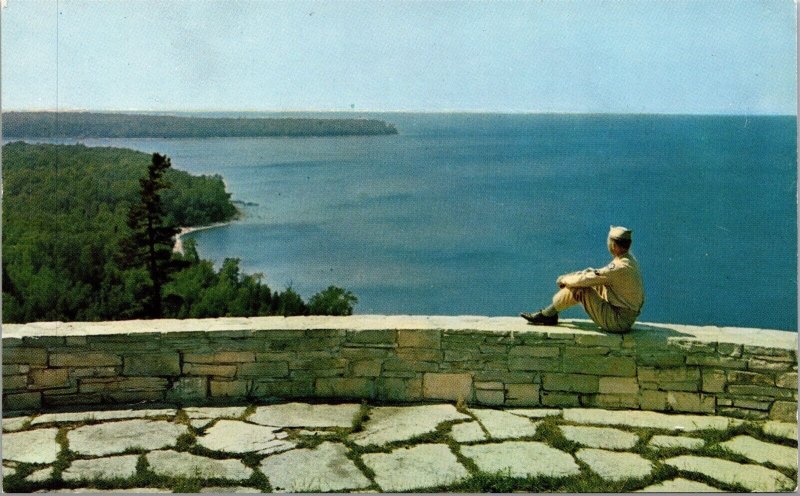 Vtg Door County Wisconsin WI Lookout Point on Green Bay Peninsula 1950s Postcard