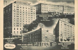 Postcard Michigan Niles Floor Flags Hotel roadside 1930 Multi View 23-309