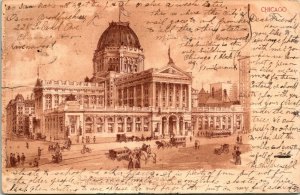 Vtg Postcard 1908 US Government Building and Post Office Chicago Illinois UDB