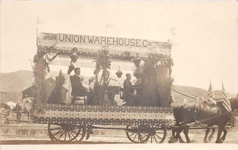 D29/ Perrysville Ohio Real Photo RPPC Postcard c'10 Parade Float Union Warehouse