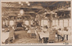 RPPC Postcard Dining Room Lake Mcdonald Hotel Glacier National Park Montana