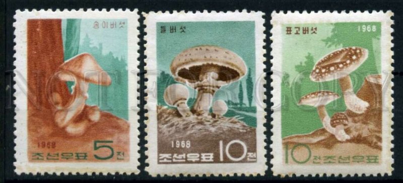 003746 KOREA NORTH 1968 mushroom set of 3 stamps #3746