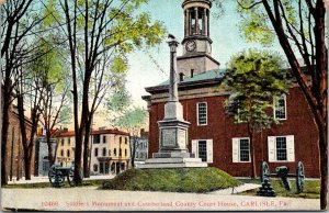 Soldiers Monument and Cumberland County Court House Carlisle PA Postcard T52