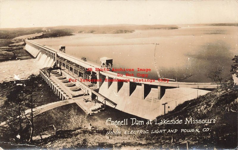 MO. Lakeside, Missouri, RPPC, Bagnell Dam, Osage River, Photo