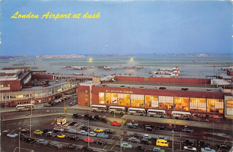 Lot204 london airport at dusk plane car airplane uk