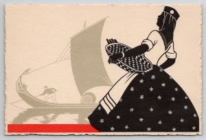 Portugal Silhuetas DOURO Costume de Aveiro No.8 Art Deco Silhouette Postcard N24