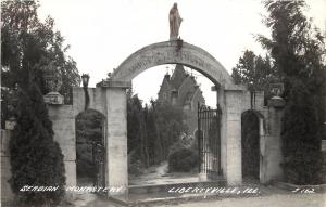 c1940 RPPC Postcard Serbian Monastery Gates Libertyville IL Lake County Unposted