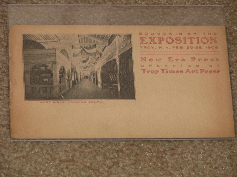 Souvenir Card of Expo, Troy, N.Y. Feb 20-25, 1905, unused vintage card, worn