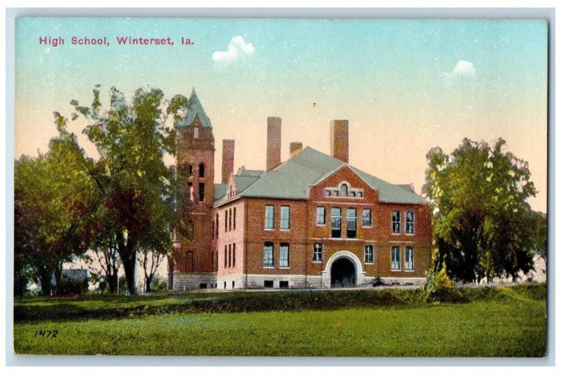 Winterset Iowa IA Postcard High School Exterior Building c1910 Vintage Antique