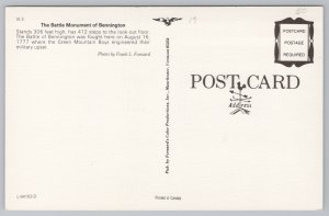 State View~Battle Monument of Bennington Vermont In Autumn~Vintage Postcard