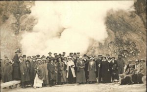 Rotorua New Zealand Waimangu Geyser Tourists c1915 Real Photo Postcard