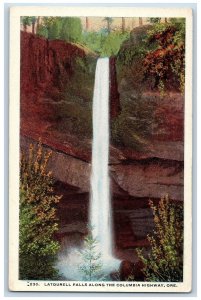 Columbia River Oregon Postcard Latourell Falls Trees Scenic View c1920 Antique