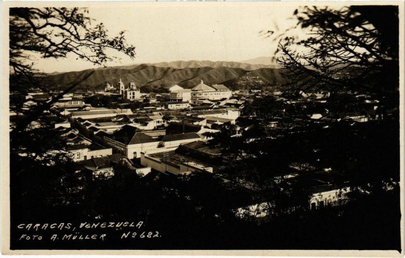 PC CPA VENEZUELA, CARACAS, BIRD'S EYE VIEW, REAL PHOTO Postcard (b22163)