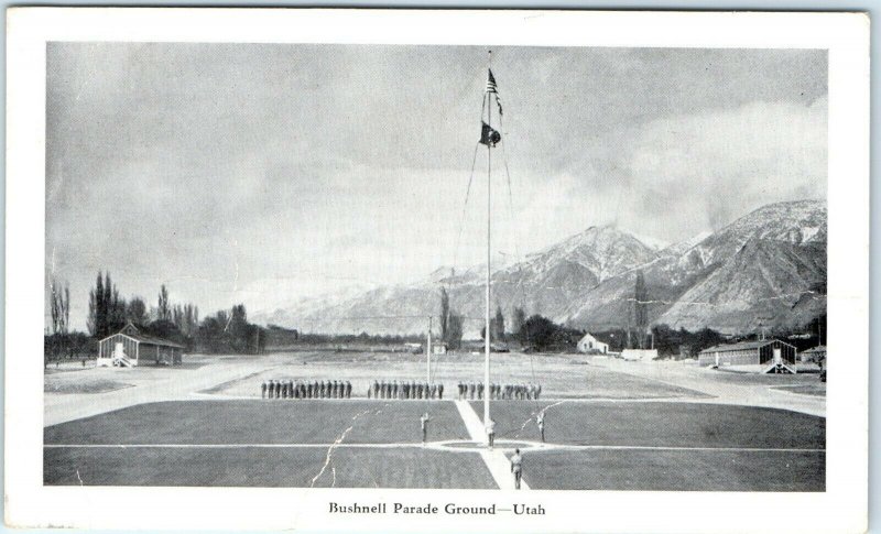 1940s Brigham Utah Army Navy Masonic Service Postcard Bushnell Parade Ground A39