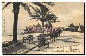 Postcard Old Nice Jetee Promenade between Palm Velo Cycle
