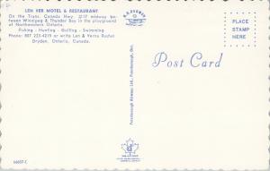 Len Ver Motel & Restaurant Dryden Ontario ON Birdseye UNUSED Postcard D90