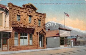 J15/ Skagway Alaska Postcard c1910  Artic Brotherhood Hall AB Mountain 200