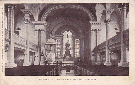 New York City Broadway Interior Of Saint Paul's Church