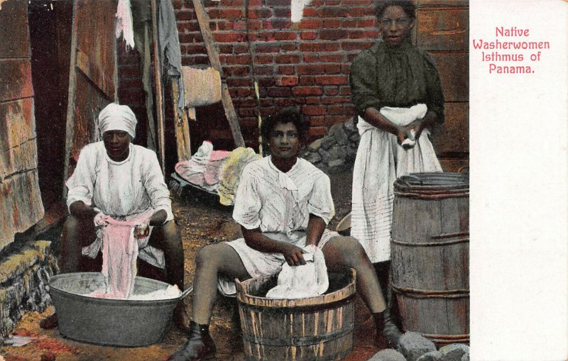 Black Native Washerwomen, Isthmus of Panama, Early Postcard, Unused