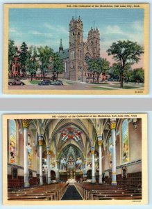 2 Postcards SALT LAKE CITY, UT ~ Interior/Exterior CATHEDRAL of the MADELEINE