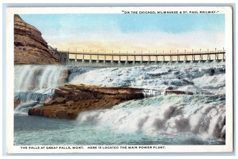 Great Falls Montana MT Postcard The Falls Main Power Plant Waterfalls c1910's