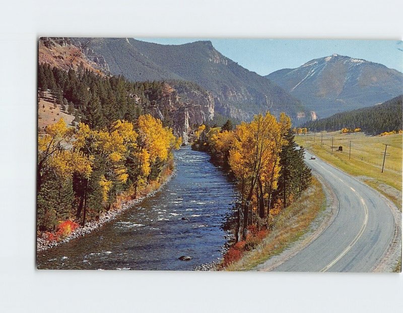 Postcard Gallatin Canyon, and River in Fall, Montana