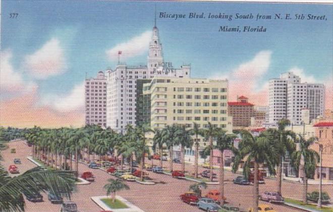 Florida Miami Biscayne Boulevard Looking South From Northeast 5th Street