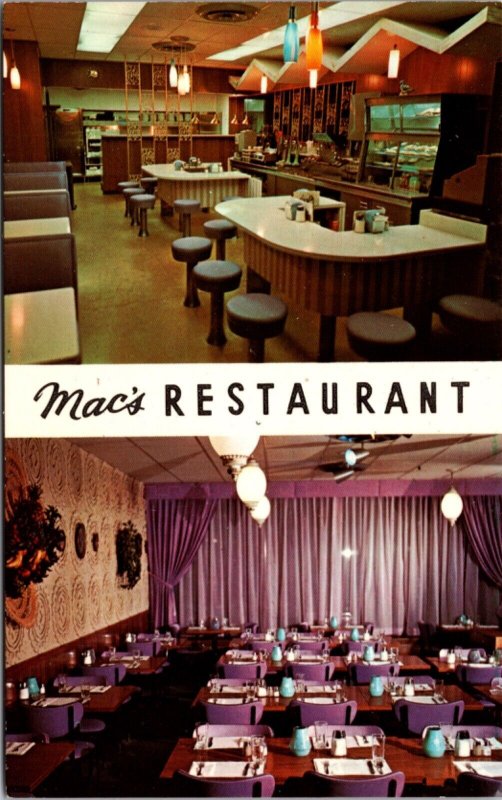 Postcard Mac's Restaurant 20 First Street Southwest in Rochester, Minnesota