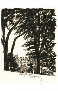 Postcard Martin Etiene Le Parc Des Buttes Chaumont Paris France Urban Sketching