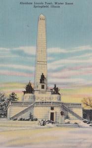 Illinois Springfield Winter Scene Abraham Lincoln Tomb Curteich