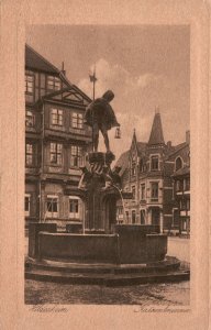 Vintage Postcard Hildesheim Katxenbrunnen Cat Fountain Hildesheim Germany